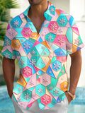 Oceanlyte Men's Hawaiian Snowflake Pattern Short Sleeve Shirt with Chest Pocket