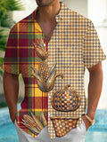 Oceanlyte Men's Autumn Autumn Harvest Corn And Pumpkin Print Short Sleeve Shirt with Chest Pocket