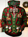 Oceanlyte Men's Printed Christmas Nutcracker And Sleigh Print Long Sleeve Hoodie