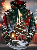 Oceanlyte Men's Christmas Tree With Ornaments And Star Print Long Sleeve Hoodie