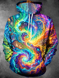 Oceanlyte Men's 3D Cosmic Tree Of Life Print Long Sleeve Hoodie with Chest Pocket