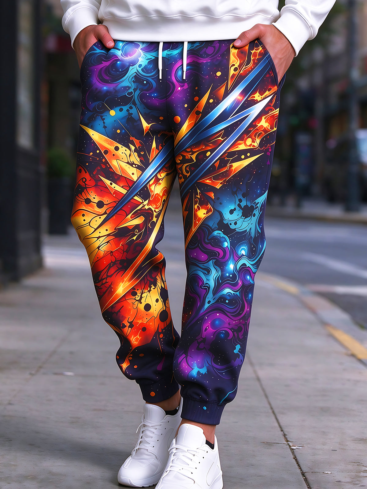 Oceanlyte Men's Graphic Abstract Cosmic And Lava Beams Print Pants