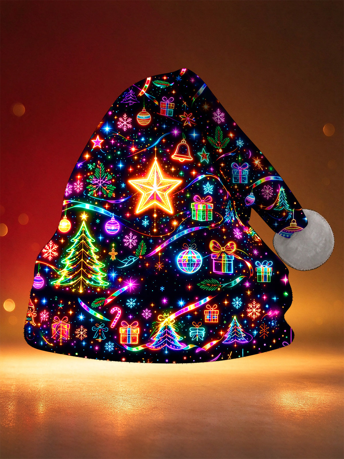 Oceanlyte Men's Graphic Neon Christmas Star And Ornaments Print Hat