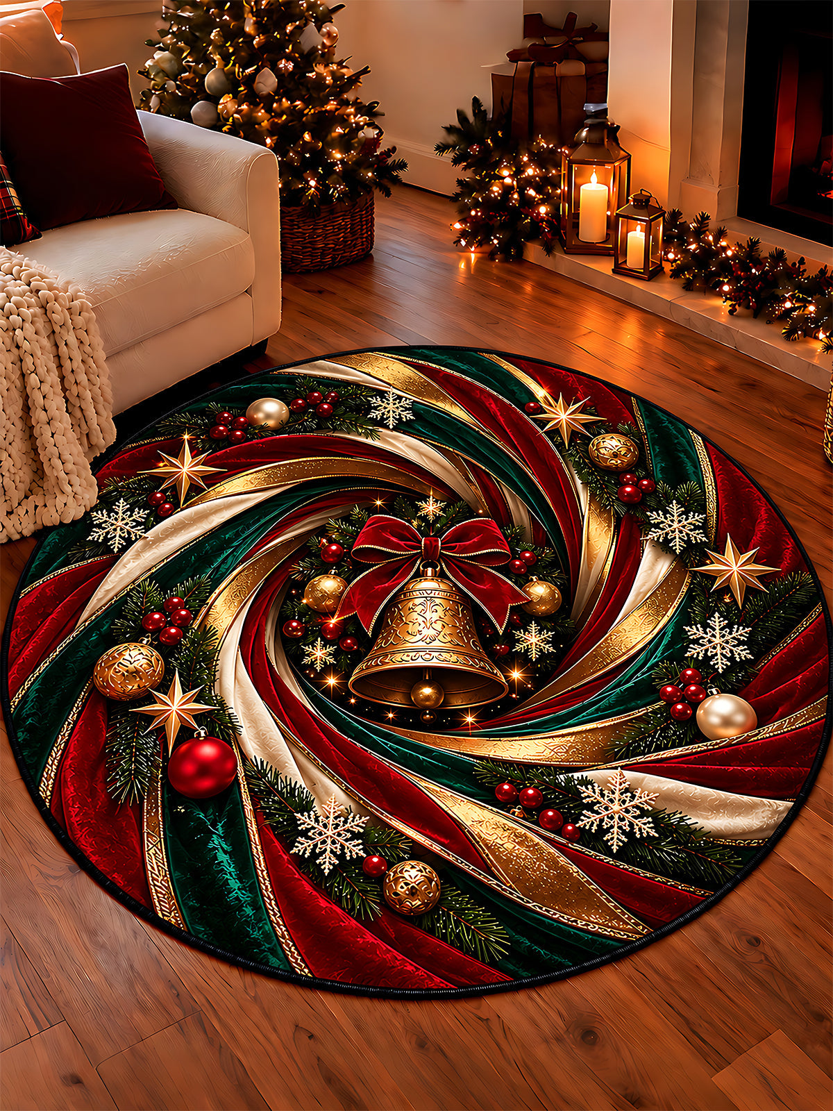 Oceanlyte Christmas bells Round Area Rug