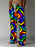 Oceanlyte Men's Patterned Neon Geometric Rainbow Hexagons Print Pants