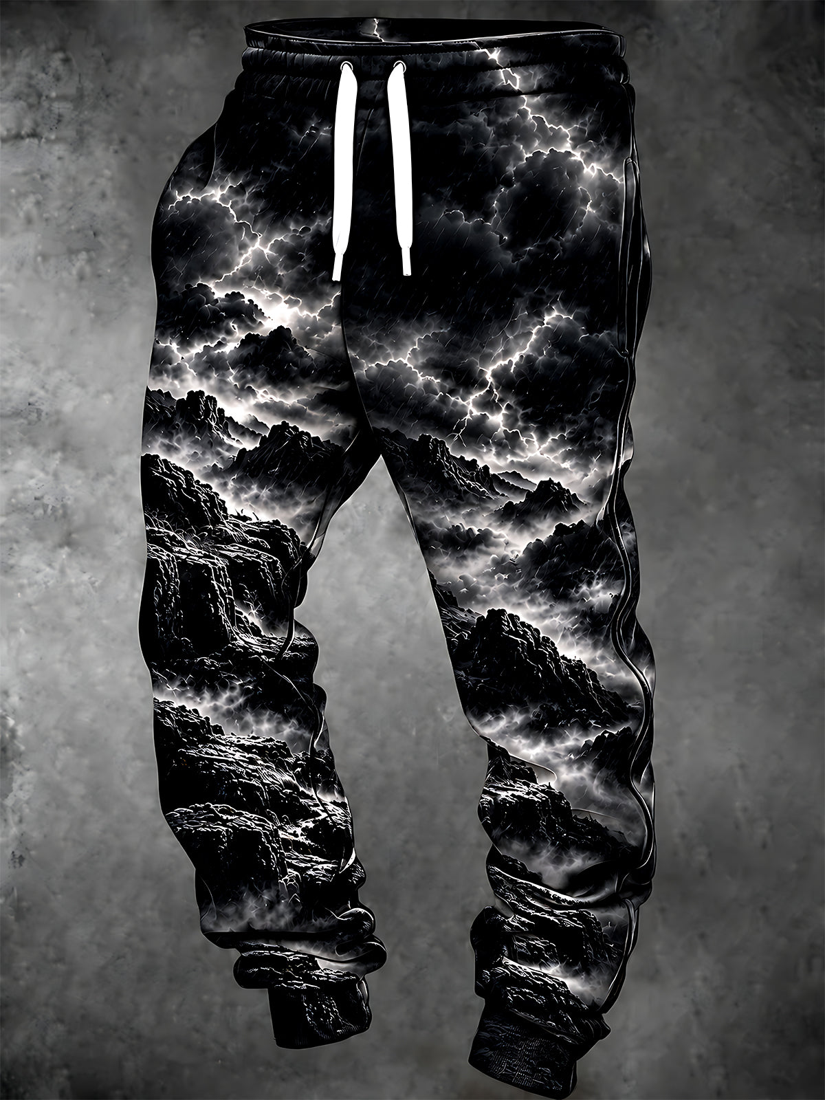 Oceanlyte Men's Graphic Mountain Landscape With Lightning Storm Print Pants