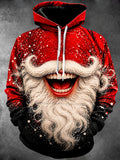 Oceanlyte Men's Long Sleeve Hoodie - Santa Claus Face With Beard And Mustache Print