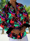 Oceanlyte Men's Long Sleeve Shirt - Abstract Colorful Paint Splatters And Brushstrokes Print with Chest Pocket