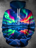 Oceanlyte Men's Printed Aurora Borealis Night Sky Print Long Sleeve Hoodie