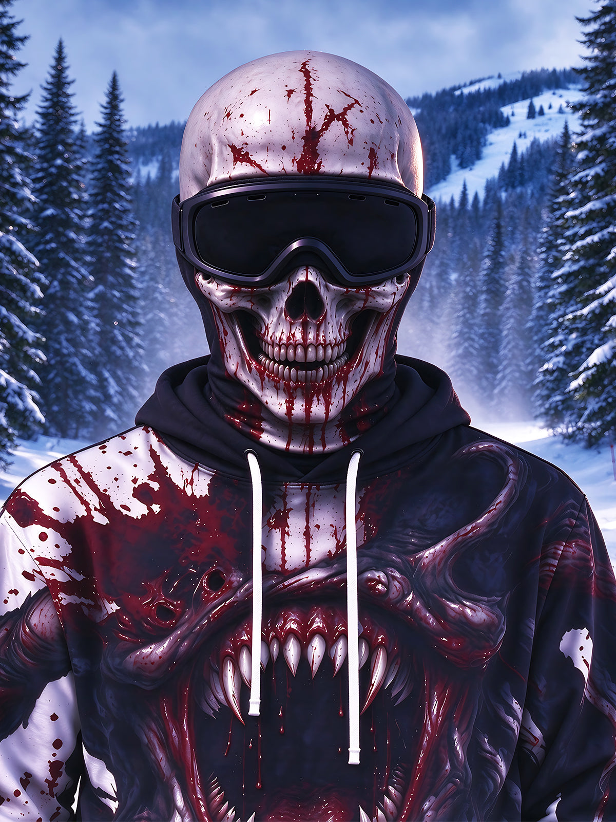 Oceanlyte Dark Snowfield Skeleton Skull Bloodthirsty Face Ski Mask