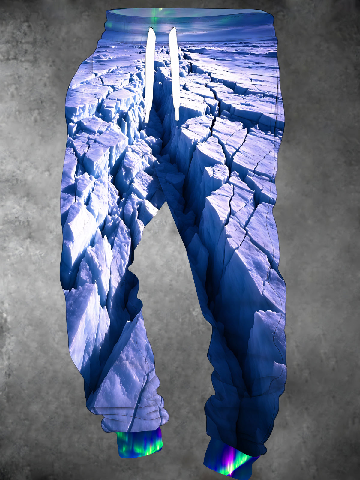 Oceanlyte Men's 3D Glacier Ice Cracks And Aurora Borealis Print Pants