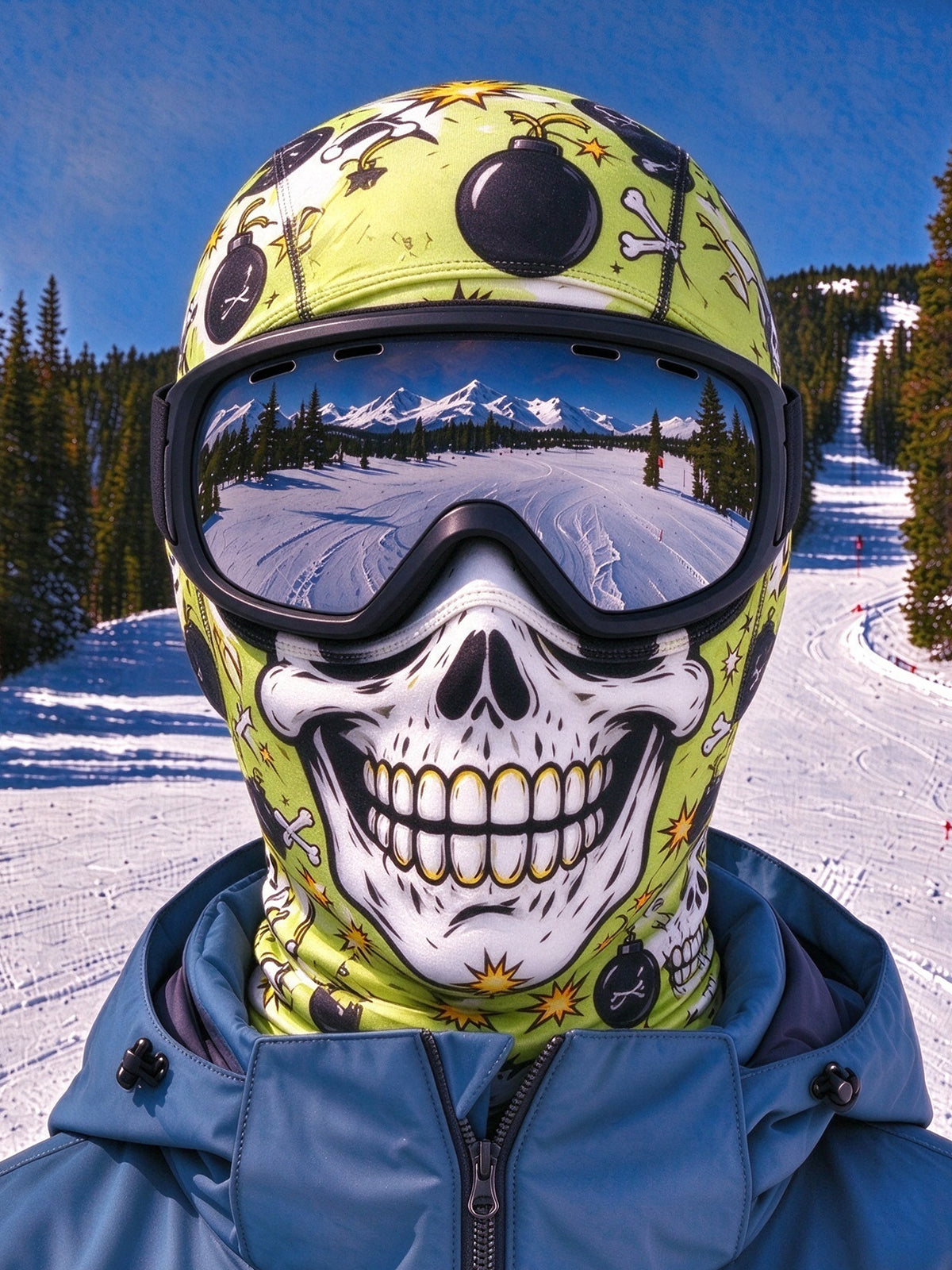 Oceanlyte Funny Fluorescent Green Bomb Skull Graffiti Ski Mask