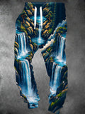 Oceanlyte Men's Printed Mountain Waterfall Landscape Print Pants