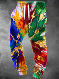 Oceanlyte Men's Printed Colorful Paint Splashes With Gold Foil Print Pants