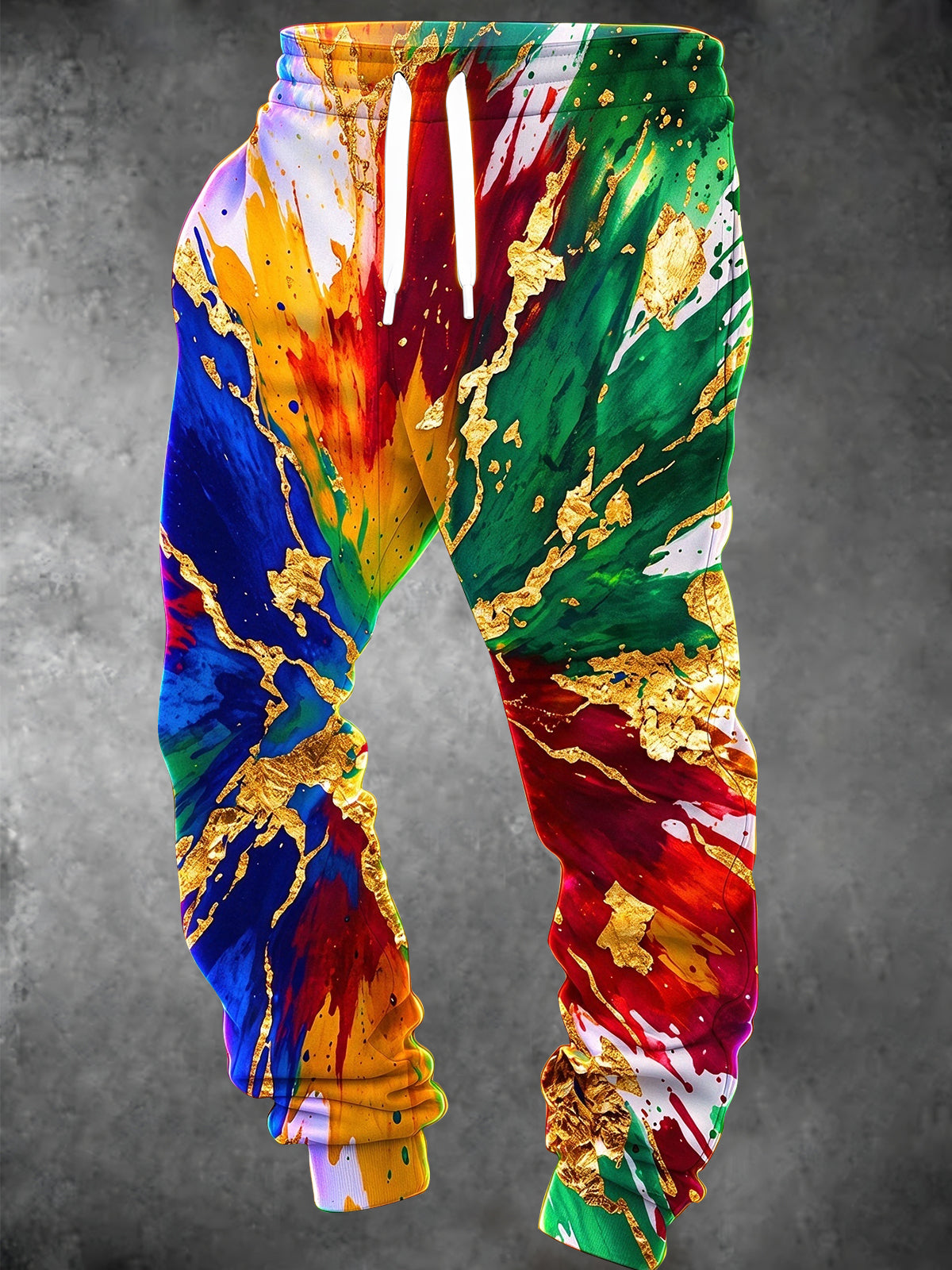 Oceanlyte Men's Printed Colorful Paint Splashes With Gold Foil Print Pants
