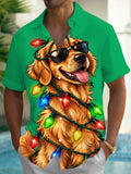 Oceanlyte Men's Graphic Dog With Sunglasses Print Short Sleeve Shirt with Chest Pocket