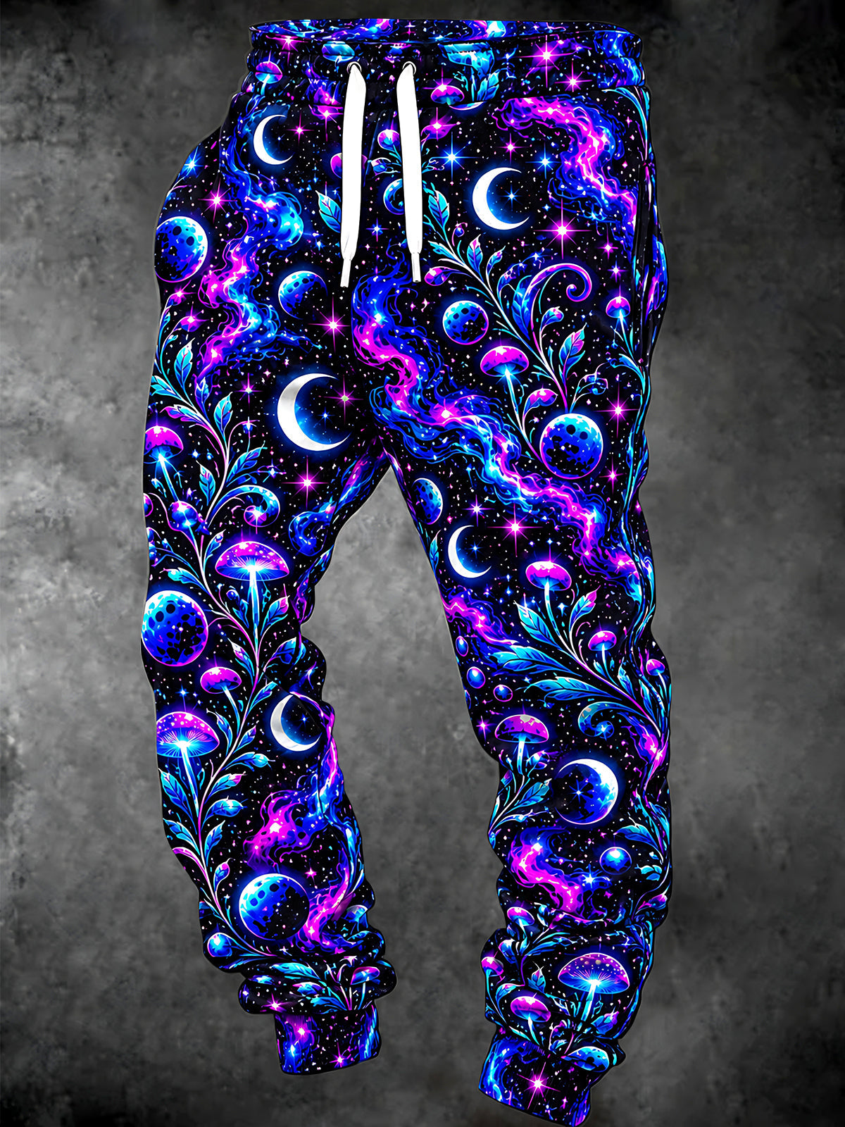 Oceanlyte Men's Printed Neon Mushrooms And Crescent Moons Print Pants