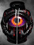 Oceanlyte Men's Galaxy Eye With Blood Drips Print Long Sleeve Zip-Up Hoodie