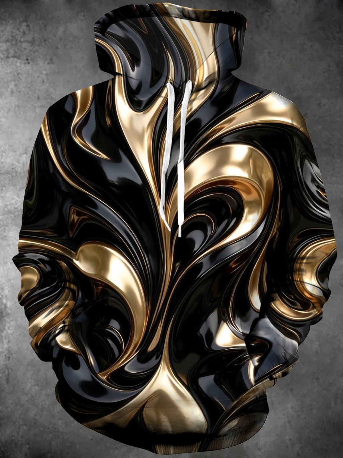 Oceanlyte Men's 3D Abstract Metallic Swirls Print Long Sleeve Hoodie