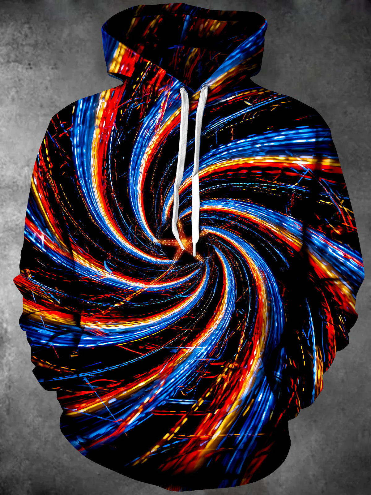 Oceanlyte Men's Abstract Abstract Swirling Light Trails Print Long Sleeve Hoodie