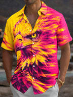 Oceanlyte Men's Hawaiian Eagle Head Print Short Sleeve Shirt with Chest Pocket