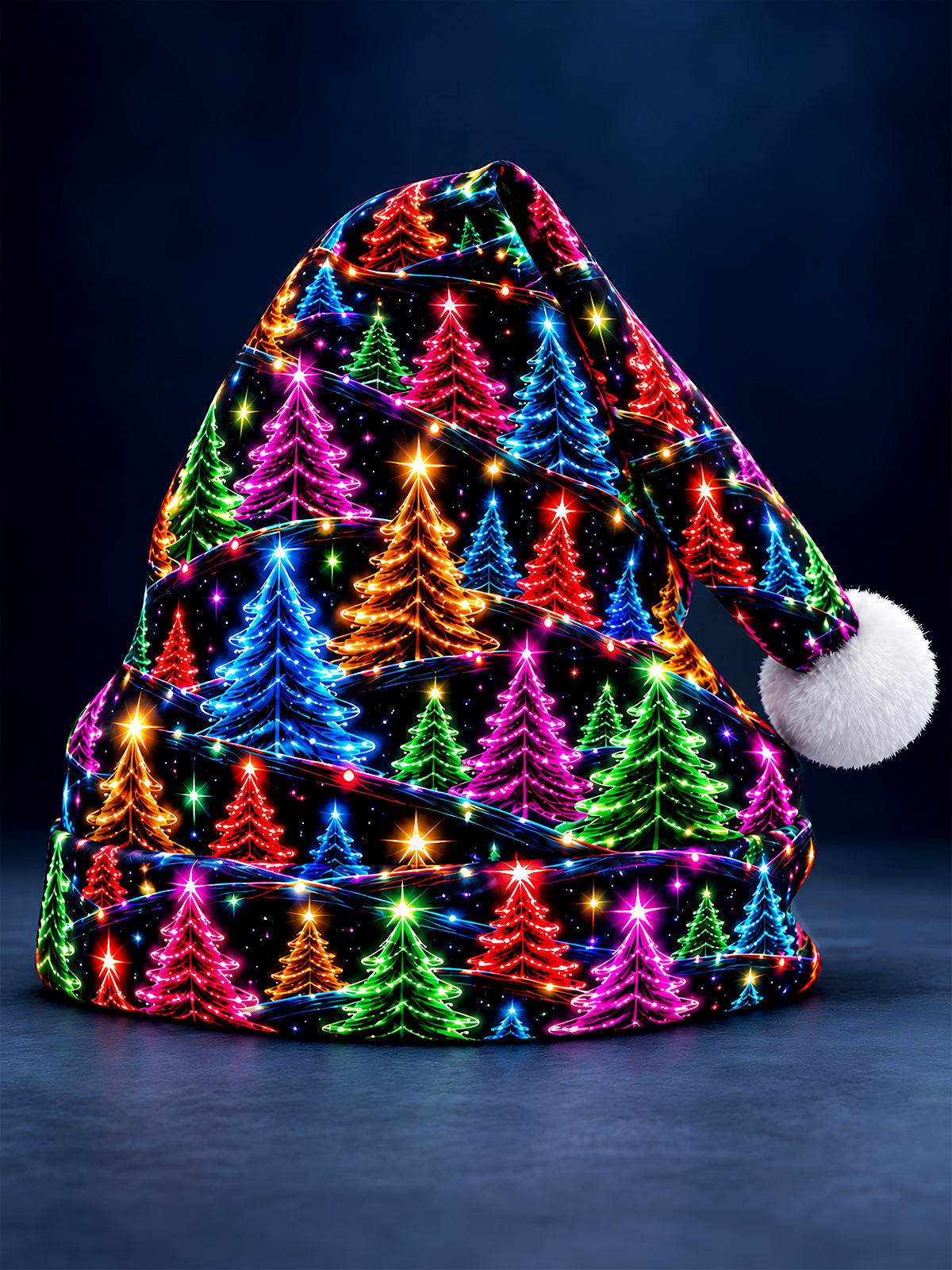 Oceanlyte Men's Graphic Neon Christmas Trees And Lights Print Hat