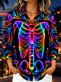 Oceanlyte Women's Graphic Neon Rainbow Skeleton Print Long Sleeve Shirt