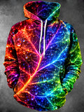 Oceanlyte Men's Rainbow Leaf With Water Droplets Print Long Sleeve Hoodie