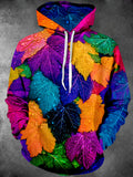 Oceanlyte Men's Long Sleeve Hoodie - Colorful Maple Leaves With Water Droplets Print