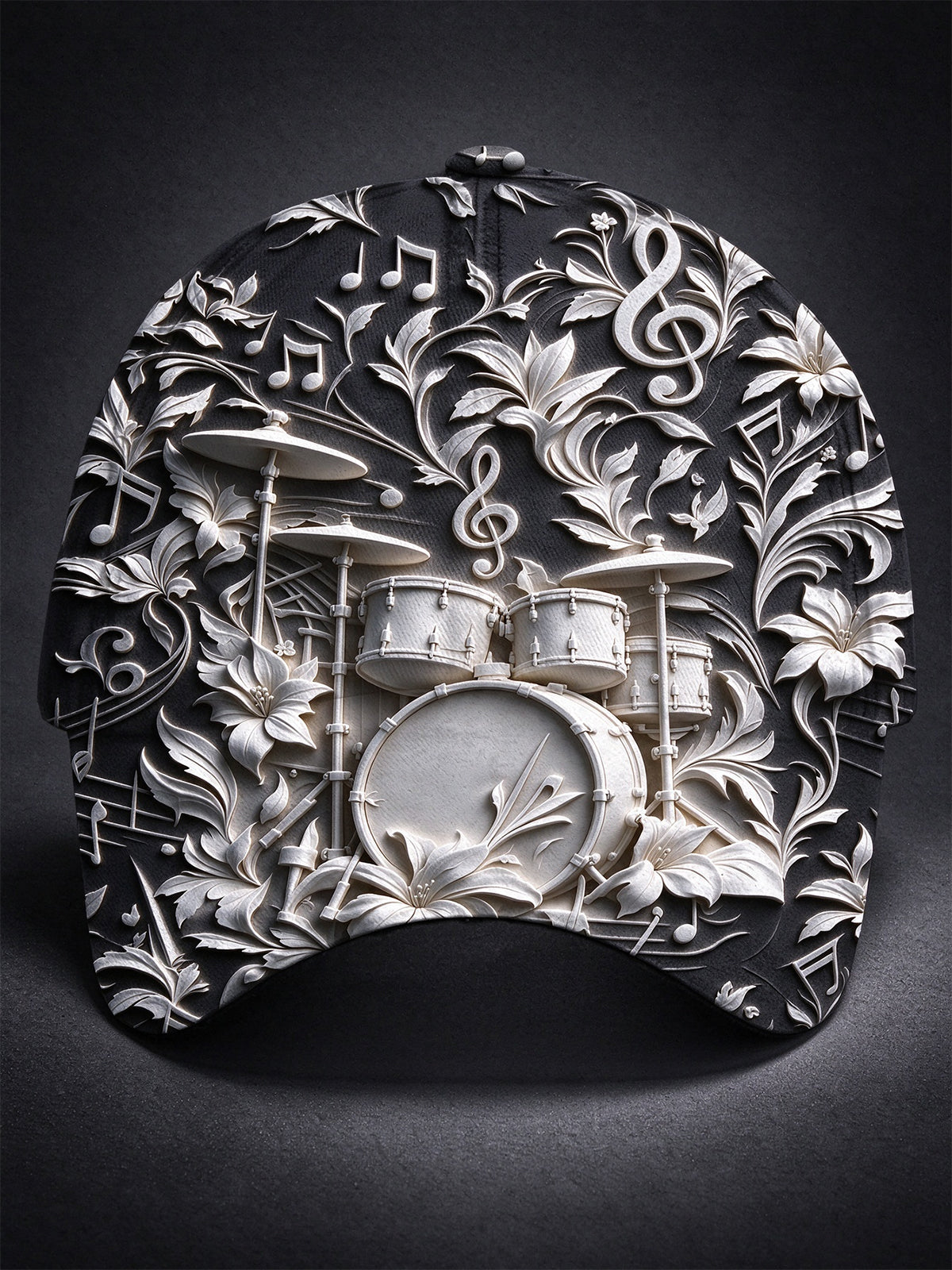 Oceanlyte Men's Graphic 3D Relief Drum Kit And Musical Notes Print Baseball Cap