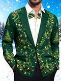 Oceanlyte Men's Christmas Light Strings And Pine Cones Print Long Sleeve Shirt with Chest Pocket