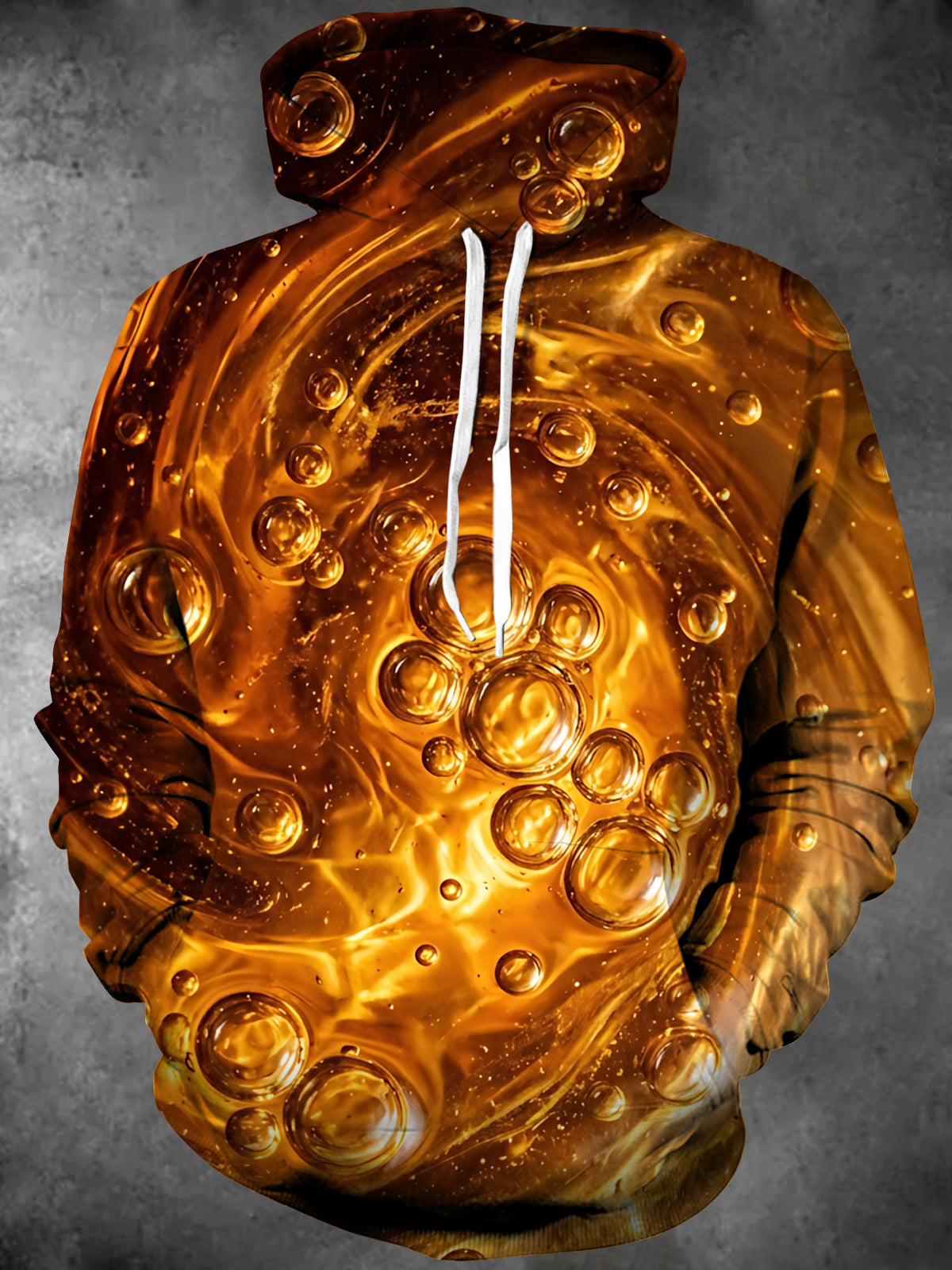 Oceanlyte Men's Abstract Amber Bubbles And Swirls Print Long Sleeve Hoodie