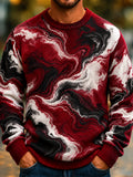 Oceanlyte Men's Abstract Swirling Marble Pattern Long Sleeve Crew Neck Sweater