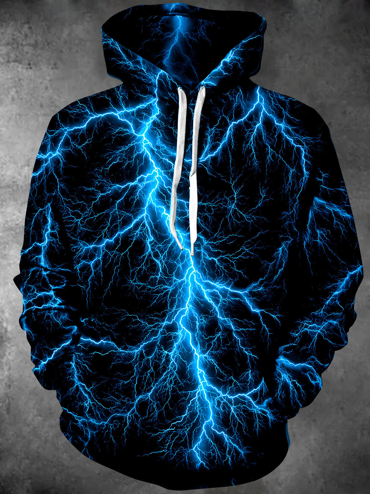Oceanlyte Men's Graphic Blue Lightning Bolts Print Long Sleeve Hoodie