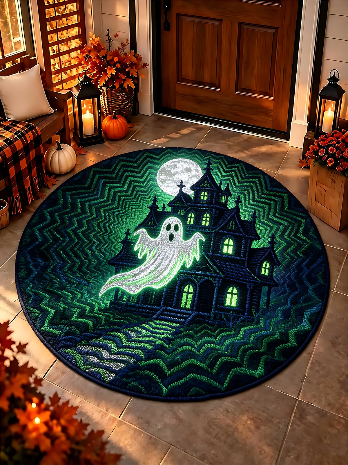 Oceanlyte Halloween Ghost House Round Area Rug