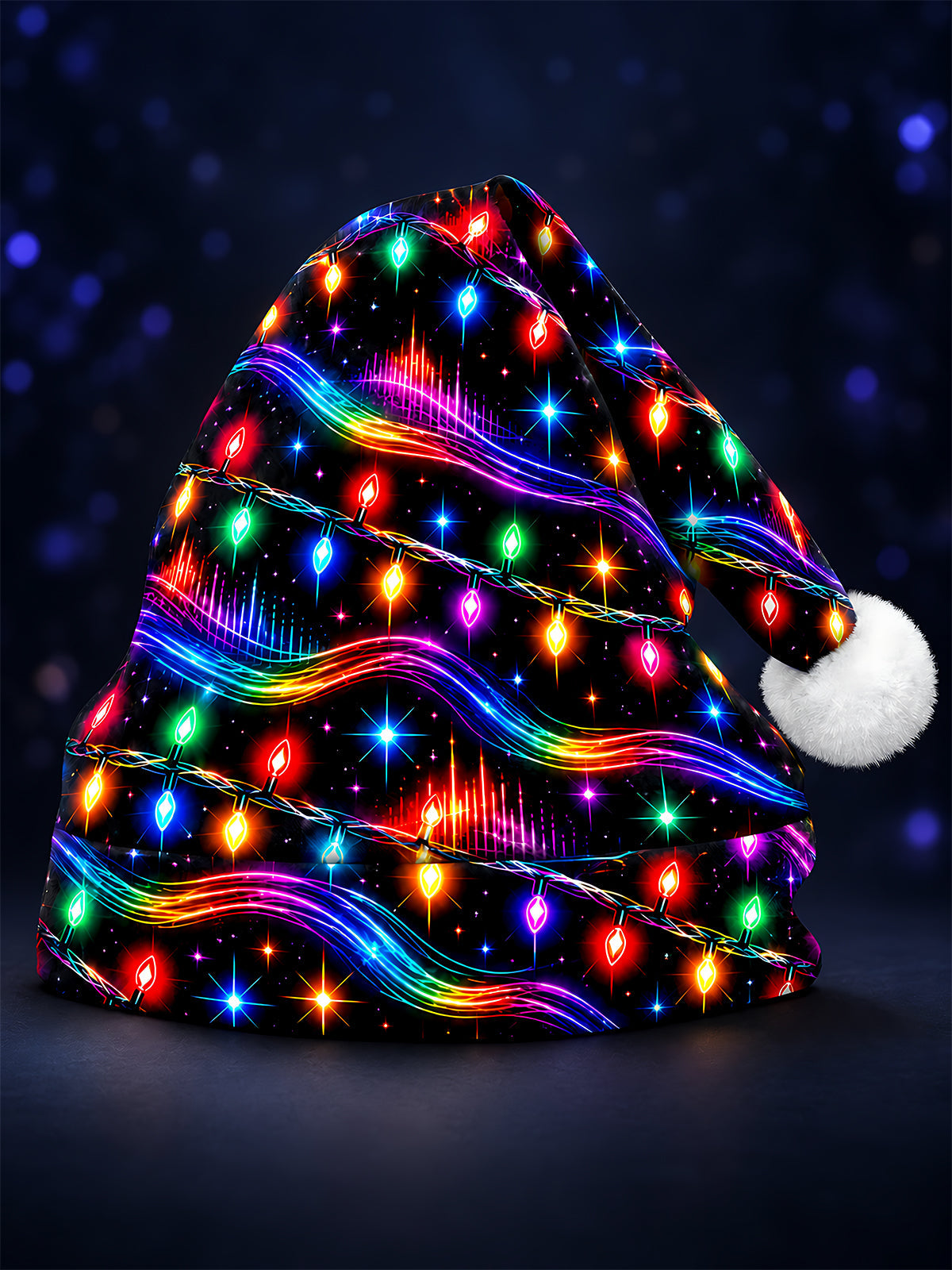 Oceanlyte Men's Graphic Neon Christmas Light Strings And Rainbow Waves Print Hat