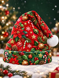 Oceanlyte Men's Printed Christmas Poinsettias And Ornaments Print Hat