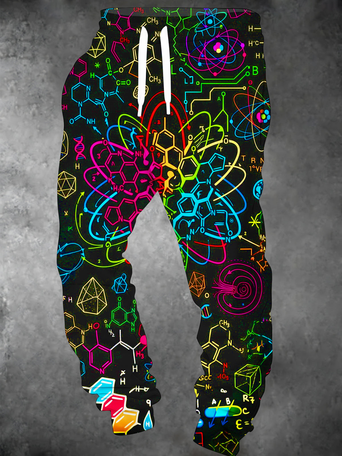 Oceanlyte Men's Graphic Neon Chemical Formulas And Atomic Structures Print Pants
