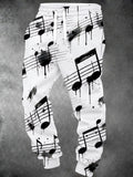 Oceanlyte Men's Musical Notes And Staff Lines With Ink Splatter Print Pants