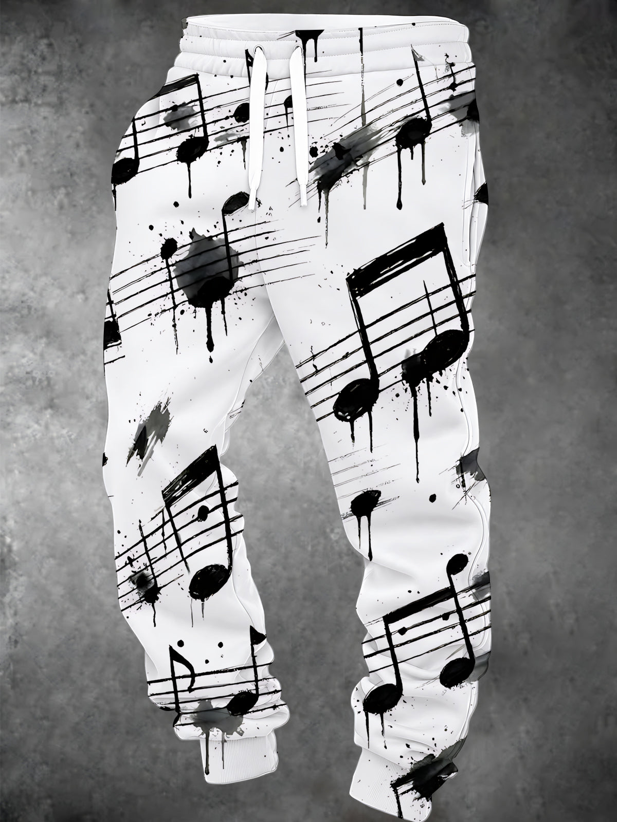 Oceanlyte Men's Musical Notes And Staff Lines With Ink Splatter Print Pants