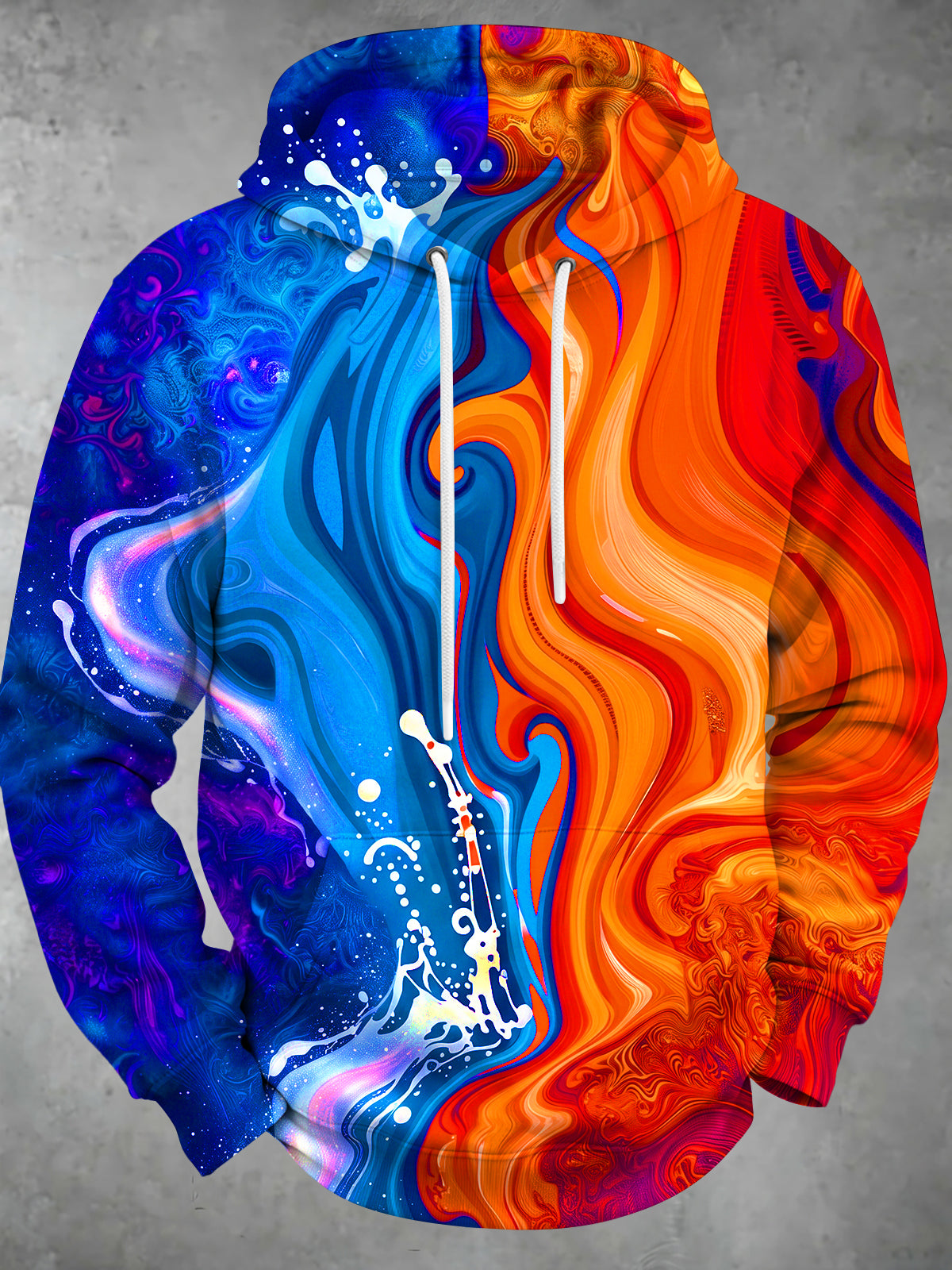Oceanlyte Men's Abstract Fluid Gradient Fire And Ice Print Long Sleeve Hoodie