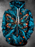 Oceanlyte Men's Graphic Glowing Dragonfly And Leaves Print Long Sleeve Hoodie