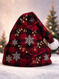 Oceanlyte Men's Christmas Plaid Pattern With Snowflakes And Golden Bells Hat