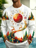 Oceanlyte Men's Long Sleeve Hoodie - Reindeer And Christmas Forest With Snowflakes Print