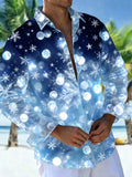 Oceanlyte Men's Printed Snowflake Gradient Print Long Sleeve Shirt with Chest Pocket