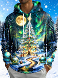 Oceanlyte Men's Graphic Christmas Tree And Ornaments Print Long Sleeve Hoodie