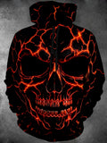 Oceanlyte Men's Graphic Lava Skull Print Long Sleeve Hoodie