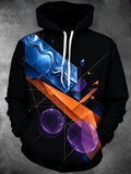 Oceanlyte Men's Long Sleeve Hoodie - Abstract Geometric Shapes And Fluid Waves Print