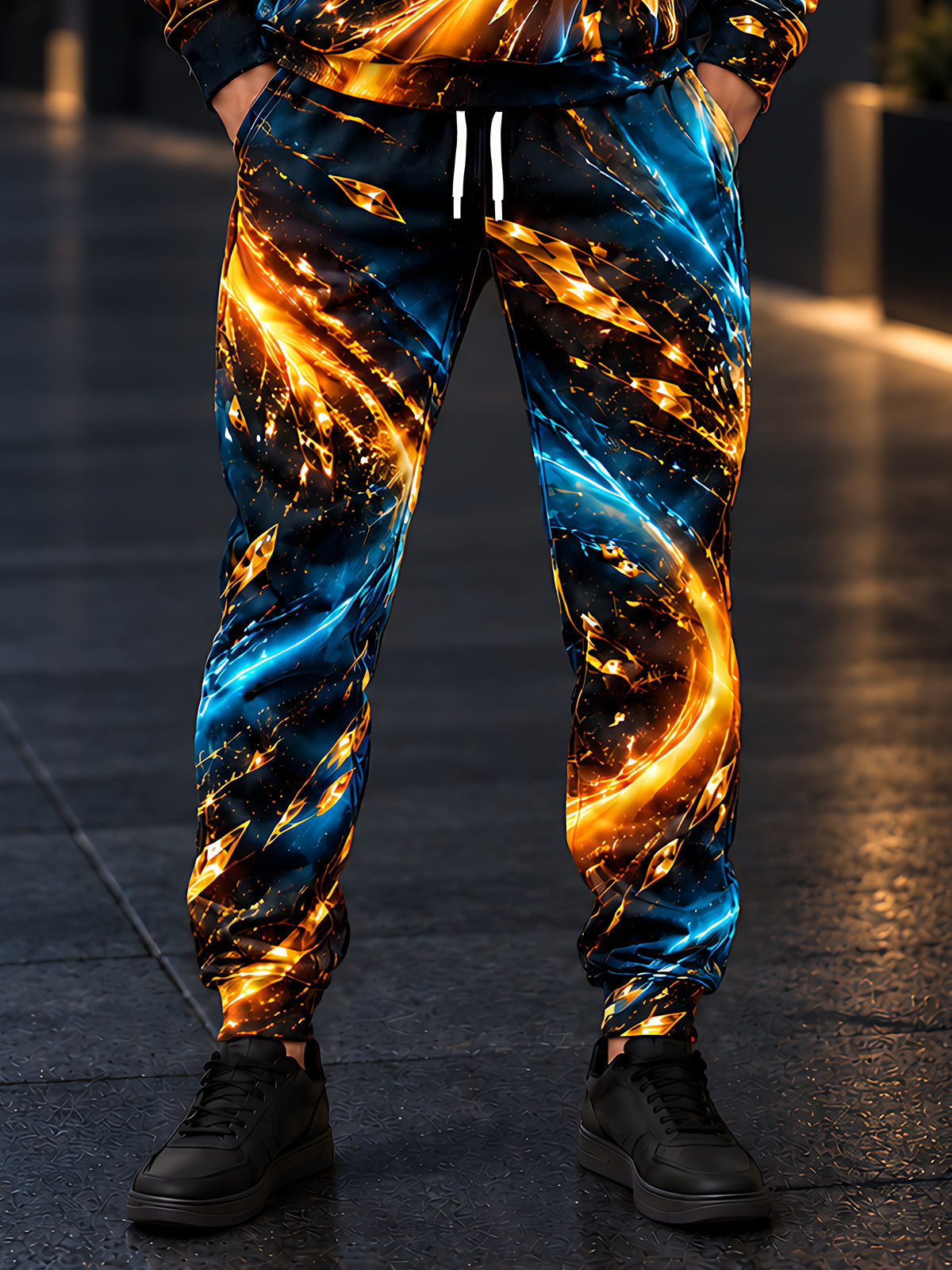 Oceanlyte Men's 3D Abstract 3D Liquid Fire And Ice Swirl Print Pants