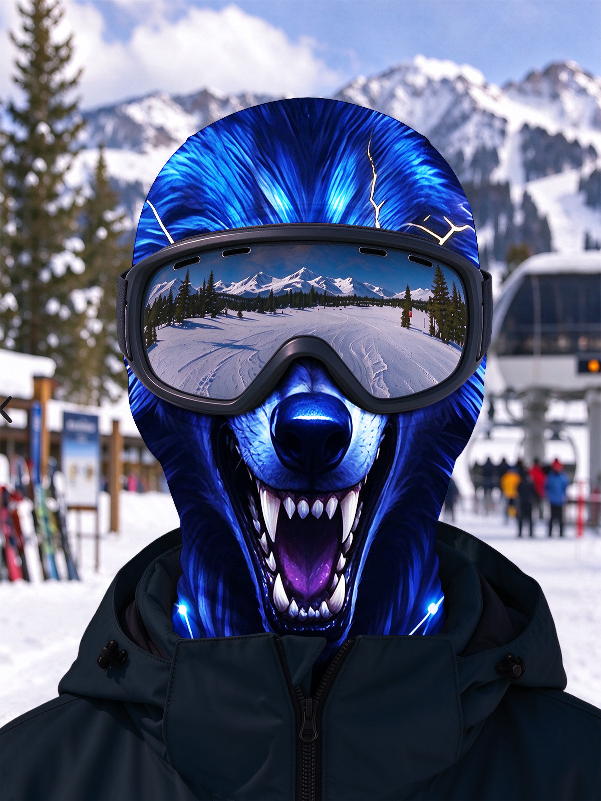 Oceanlyte Blue Light Giant Wolf Ski Mask